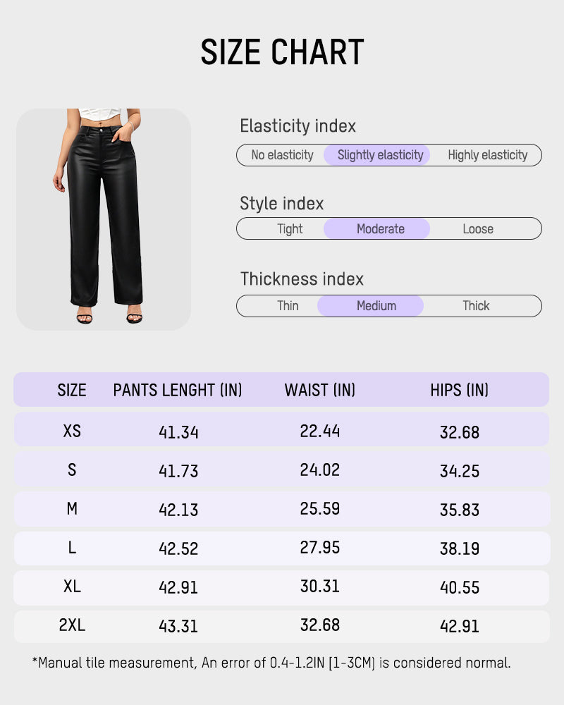 High-Waist Faux Leather Straight-Leg Pants