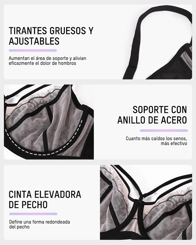 Sujetador Minimizer de Encaje con Cobertura Total para Tallas Grandes