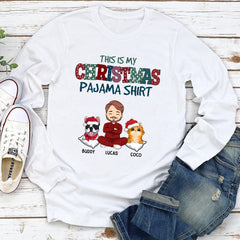 Pets Christmas Pajama - Personalized Custom Long Sleeve T-shirt