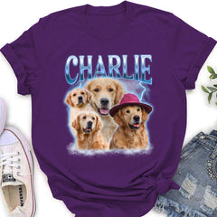 Custom Pet Face Vintage Version 8 - Personalized Custom Women's T-shirt