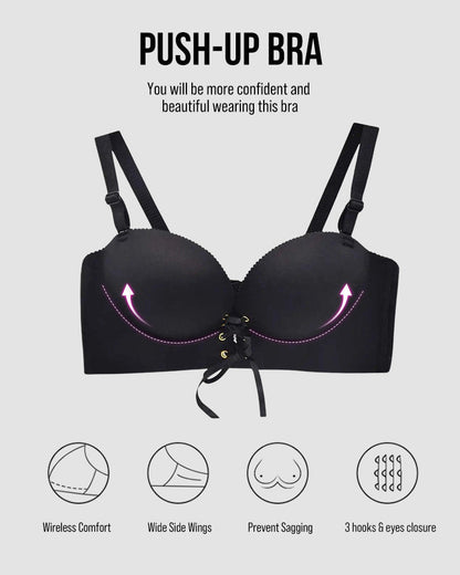 Instant Boost Lace-Up Padded Push Up Bra