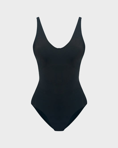 Plunge Lace-Up Corset Sculpting Swimsuit