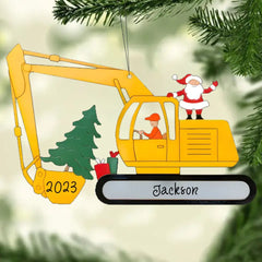 Personalized Christmas Excavator Construction Ornament