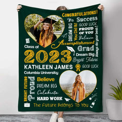 Manta de graduación personalizada con arte de palabras con foto, clase de regalo para personas mayores de graduación de 2023, regalo de graduación para hija 