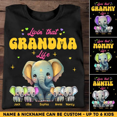 Personalisierte Livin That Grandma Life Elefanten-Farbdruck-Kleidung