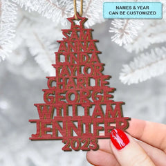 Árbol genealógico 2023 - Adorno de madera personalizado - Regalo de Navidad para miembros de la familia