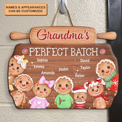 Grandma's Perfect Batch - Personalized Custom Door Sign - Christmas Gift For Grandma, Family Members