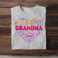 Personalized Grandma & Kid Heart Tshirt Printed