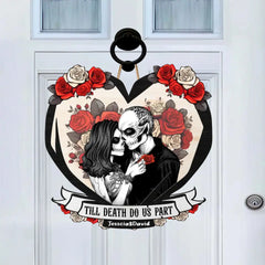 Til Death Do Us Part Couple Skull - Personalized Custom Shaped Wood Sign