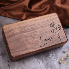 Custom Wood Jewelry Box, Jewelry Box Travel Case for Women, Custom Engraved Jewelry Box, Bridesmaid Jewelry Box