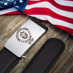 Personalisierter handgefertigter Ledergürtel für US-Militärveteranen-2 