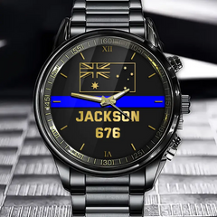 Personalized Australian Police Thin Blue Line Custom Name & ID Watch Printed