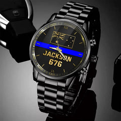 Personalized Australian Police Thin Blue Line Custom Name & ID Watch Printed