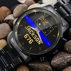 Personalized Australian Police Thin Blue Line Custom Name & ID Watch Printed