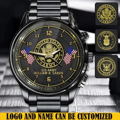 Personalized US  Veteran Custom Name Watch Printed