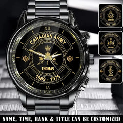 Personalized Canadian Veteran Custom Rank & Name Watch Printed