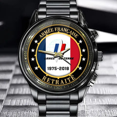 Montre personnalisée avec logo de l'Armée française et impression de l'heure