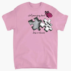 Custom Personalized Memorial Butterfly Shirt/ Hoodie - Memorial Gift Idea - A Piece Of My Heart Lives In Heaven