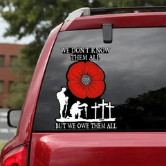 RED POPPY WE OWE THEM ALL STICKER BEST GIFTS FOR VETERAN