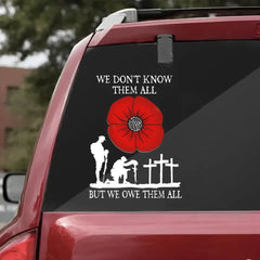 RED POPPY WE OWE THEM ALL STICKER BEST GIFTS FOR VETERAN