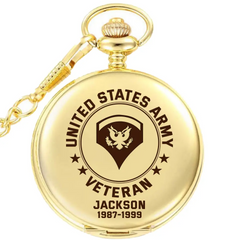 Personalized Veteran Pocket Watch - A Tribute to US Military Service