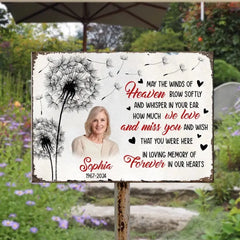 May The Winds Of Heaven Blow Softly - Personalized Metal Sign, Memorial Gift For Loss Of Loved One