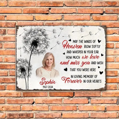 May The Winds Of Heaven Blow Softly - Personalized Metal Sign, Memorial Gift For Loss Of Loved One