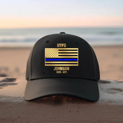 Personalized US Law Enforcement Thin Blue Line Cap Printed