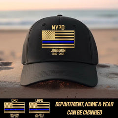 Personalized US Law Enforcement Thin Blue Line Cap Printed