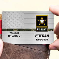 Personalized US Veterans Aluminum Wallet Card Printed