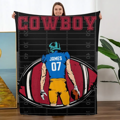 Custom Football Player - Personalized Blanket, Football Fans Gift