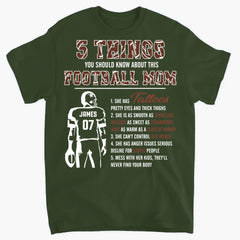 Things You Should Know About Football Mom - Personalized T-Shirt, Gift For Football Mom, Funny Shirt, Football Gift Idea