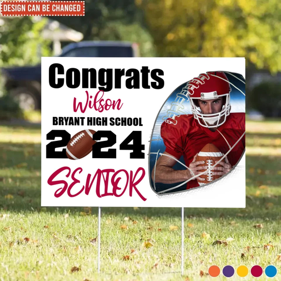 Custom 2024 Senior Football - Personalized Yard Sign, Football Season Decor, Gift for Football Players