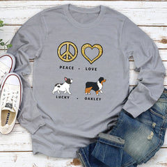 Peace Love Dog Pattern - Personalized Custom Long Sleeve T-shirt