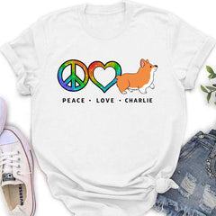 Peace Love Dog Pattern - Personalized Custom Women's T-shirt