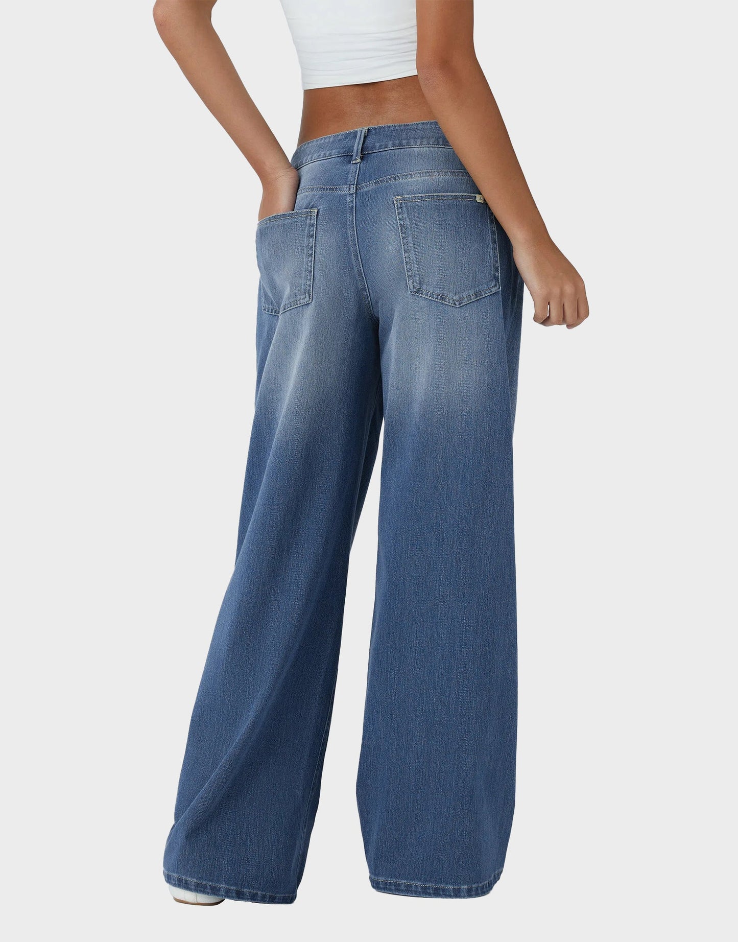 Asymmetric Low Rise Baggy Wide Leg Jeans