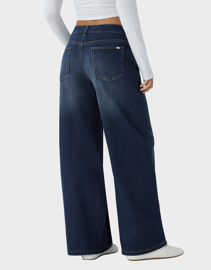 Asymmetric Low Rise Baggy Wide Leg Jeans
