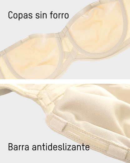 Sujetador Bandeau Convertible con Soporte Total y Antideslizante