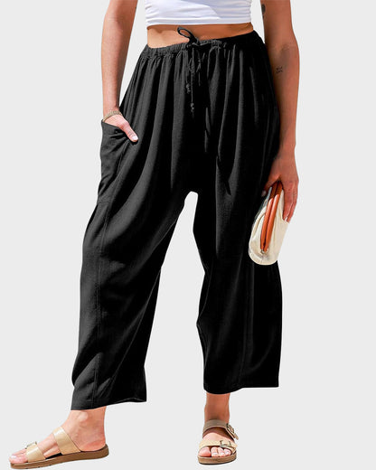 Breezy Linen Blend Wide-Leg Pants with Pockets