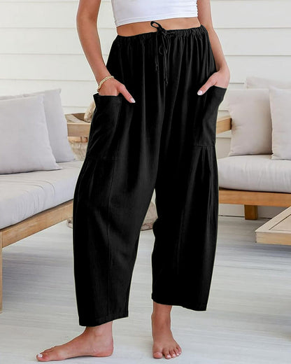Breezy Linen Blend Wide-Leg Pants with Pockets