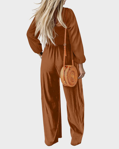 Casual Square Neck Wide-Leg Jumpsuit