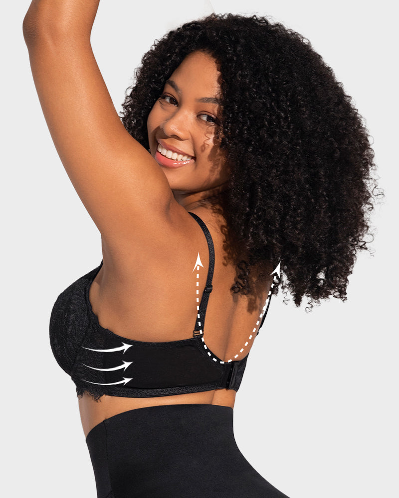 Sujetador Push-Up de Encaje Sin Forro con Aros de Comodidad