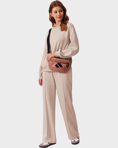 Crew Neck Sweatshirt & Drawstring Pants Lounge Set