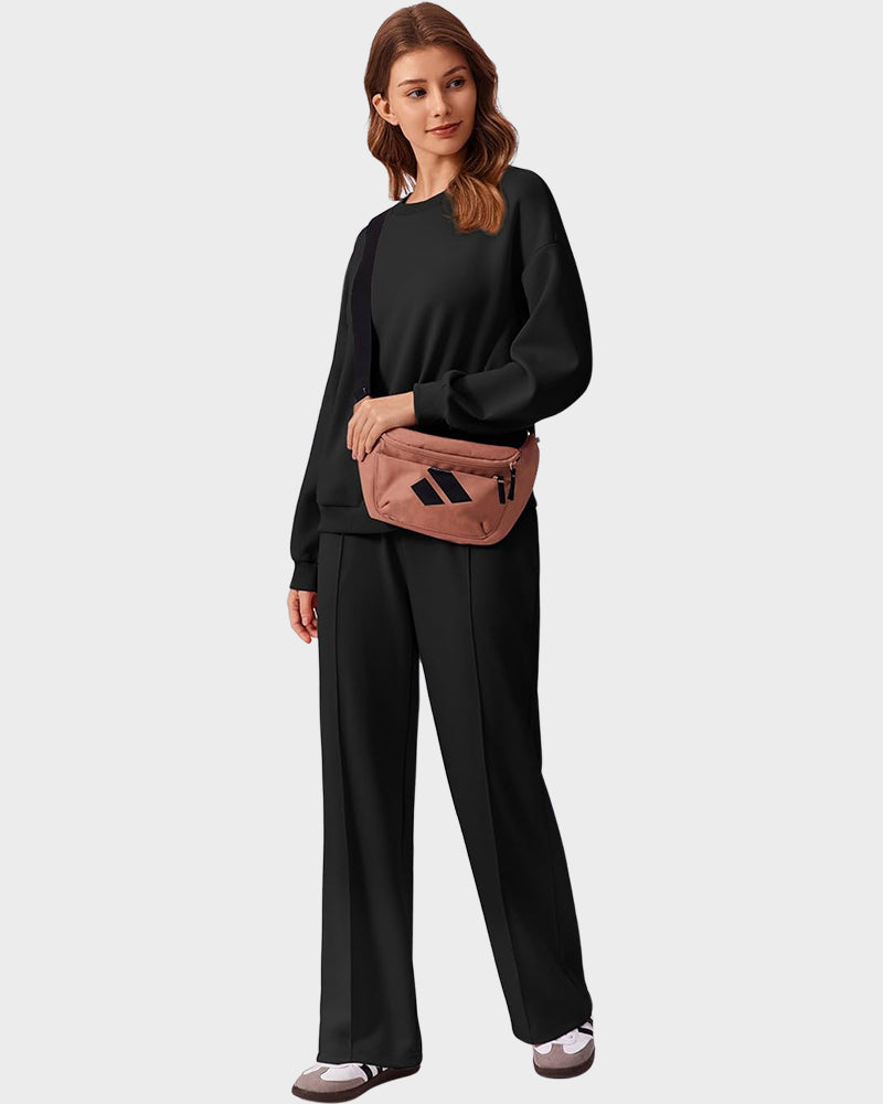 Crew Neck Sweatshirt & Drawstring Pants Lounge Set