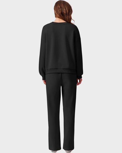 Crew Neck Sweatshirt & Drawstring Pants Lounge Set