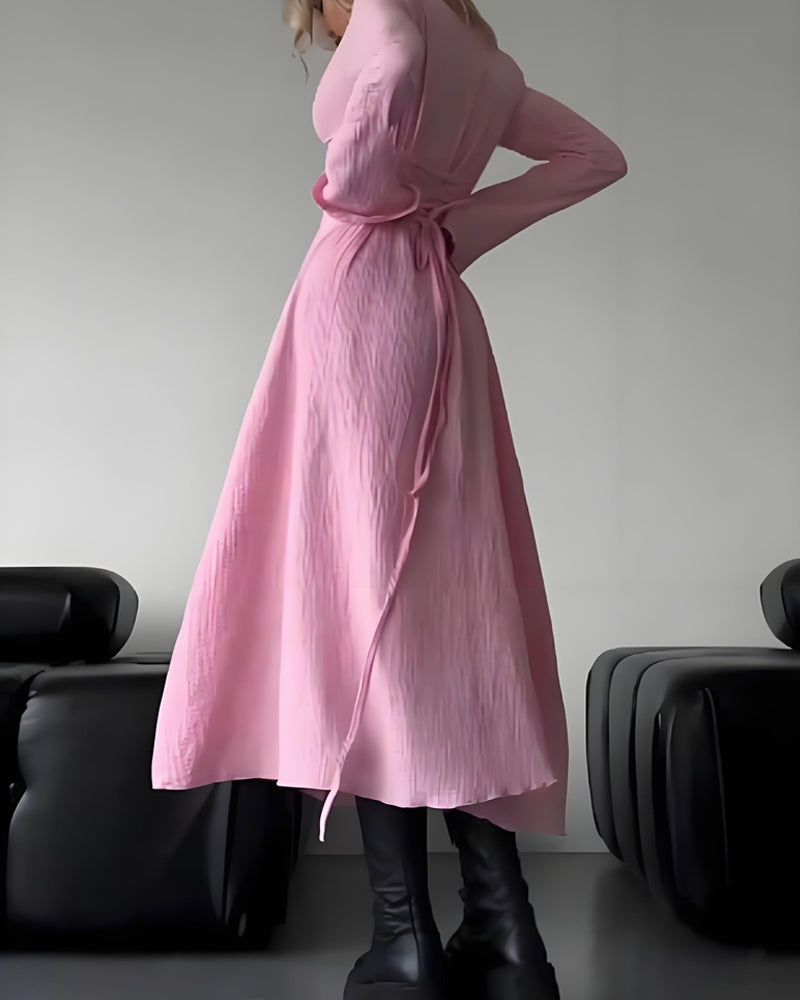 Elegant Lace-Up Square Neck A-Line Dress