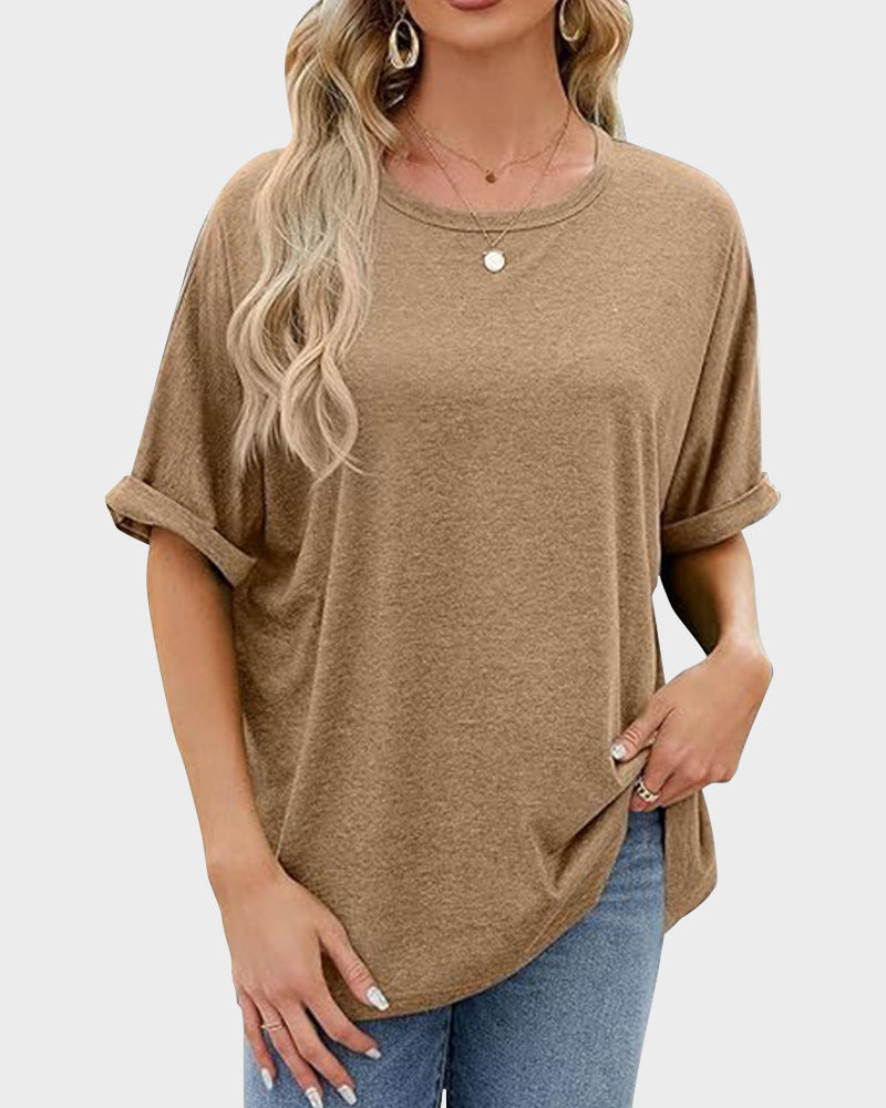Everyday Soft Loose Tee with Short Sleeves
