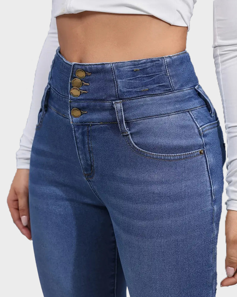 High Waist Fleece-Lined Denim Jeans