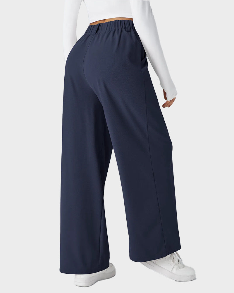 High Waisted Waffle Knit Wide Leg Pants