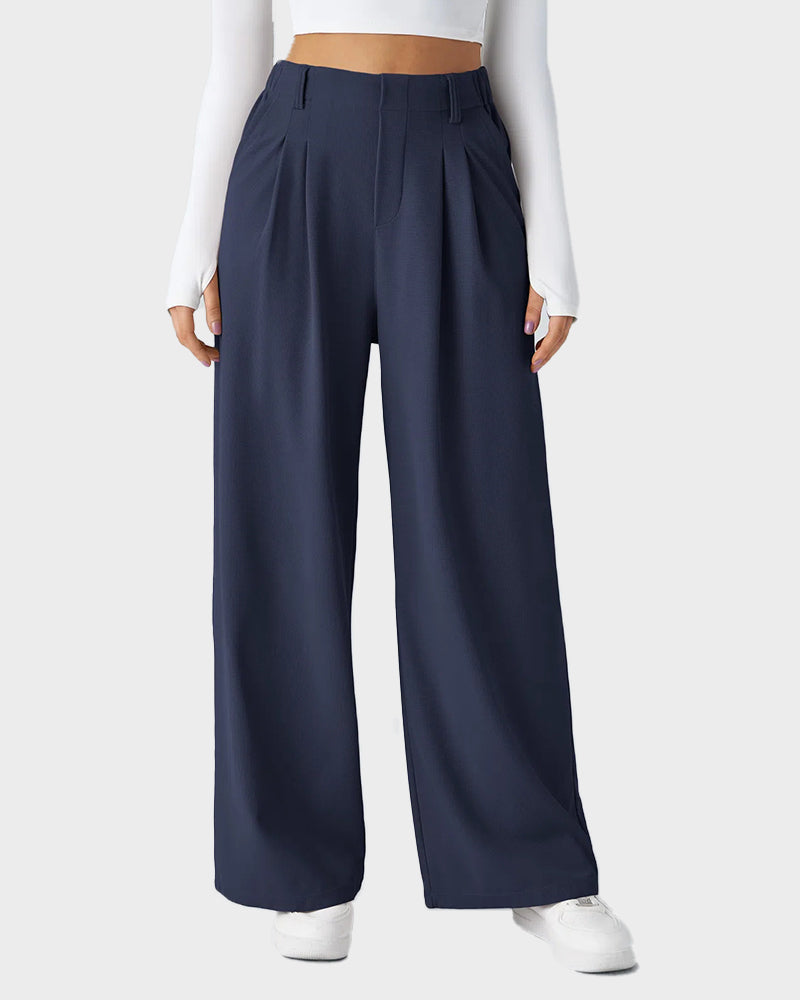 High Waisted Waffle Knit Wide Leg Pants